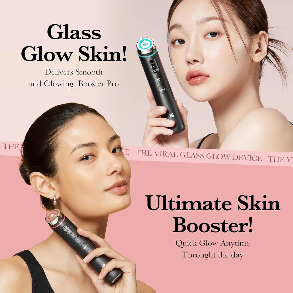 (2 Pack)  Age-R Booster Pro | 6-In-1 Real Glass Glow Device | Looking Glass Skin with Enhanced Absorption, Radiance, Elasticity,Pore Care | LED Anti-Wrinkle Device | Korean Skin Care